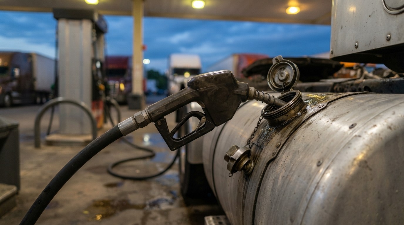 A driver completing an inspection